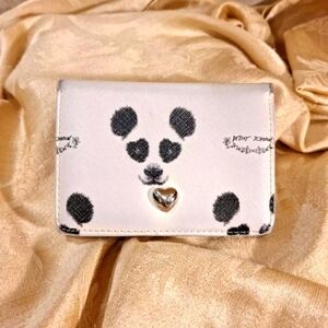 Betsey Johnson Woman's White Tri Fold Wallet White Panda Bear Design